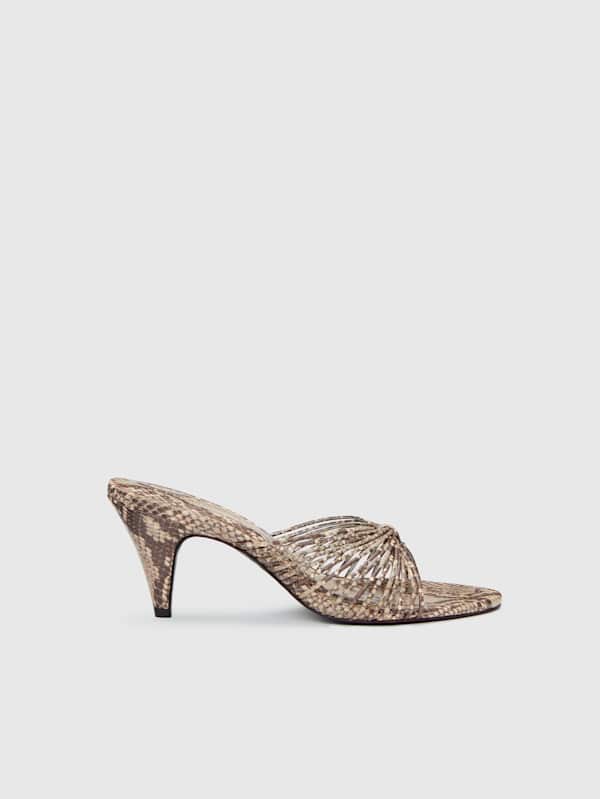 Woodlyn Heeled Thong - Tan Snake